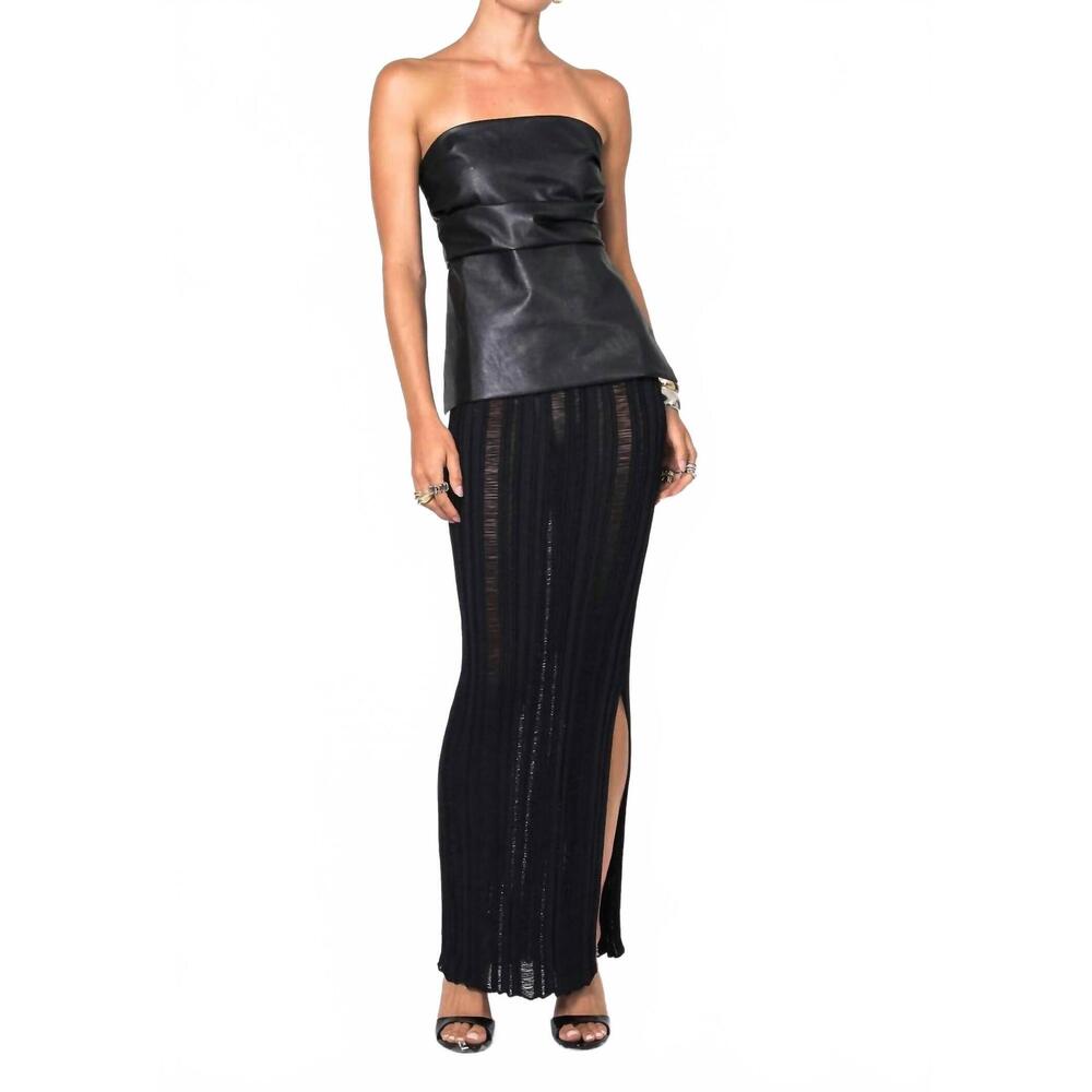 NEW NONCHALANT LABEL xena strapless leather top in black